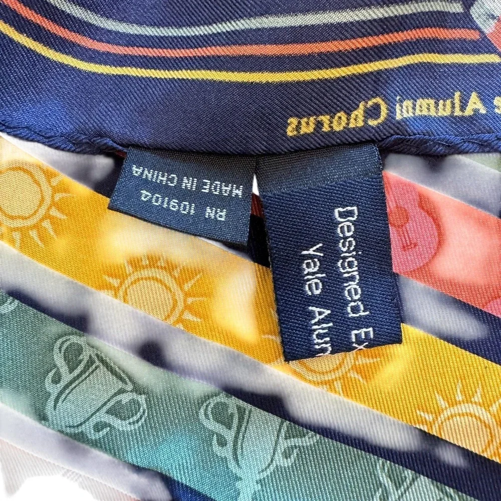 Yale Alumni Chorus Scarf Multicolor 2004 Gift of Song Tour Silk‎ Striped
